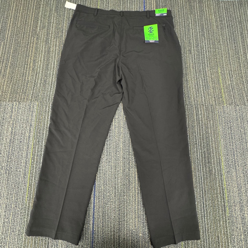 IZOD Golf Swingflex Pants Mens 38x30 Black New Straight Fit 4-Way Stretch UPF-40 - Picture 3 of 10